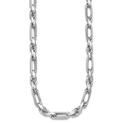 Sterling Silver Rhodium-plated Polished 8.00mm Figaro Rope Chain 20 inch Necklace