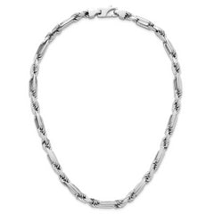 Sterling Silver Rhodium-plated Polished 8.00mm Figaro Rope Chain 20 inch Necklace