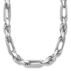 Sterling Silver Rhodium-plated Polished 8.00mm Figaro Rope Chain 20 inch Necklace
