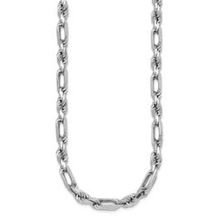 Sterling Silver Rhodium-plated Polished 7.00mm Figaro Rope Chain 19.75 inch Necklace