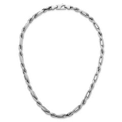 Sterling Silver Rhodium-plated Polished 7.00mm Figaro Rope Chain 19.75 inch Necklace