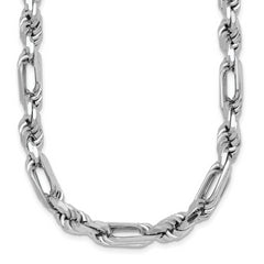 Sterling Silver Rhodium-plated Polished 7.00mm Figaro Rope Chain 19.75 inch Necklace