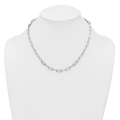 Sterling Silver Rhodium-plated Polished Fancy CZ Paperclip Chain 18 Inch Necklace