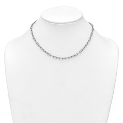 Sterling Silver Rhodium-plated Polished and Twisted Paperclip Link 16 Inch with 2 Inch Extension Necklace