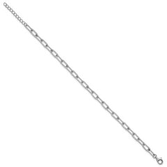 Sterling Silver Rhodium-plated Polished and Twisted Paperclip Link 7 Inch with 1 Inch Extension Bracelet