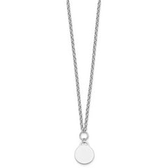 Sterling Silver Rhodium-plated Polished 16 inch with 2 inch extender Round Disc Necklace