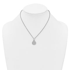 Sterling Silver Rhodium-plated Polished 16 inch with 2 inch extender Round Disc Necklace