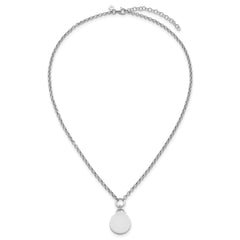 Sterling Silver Rhodium-plated Polished 16 inch with 2 inch extender Round Disc Necklace