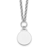 Sterling Silver Rhodium-plated Polished 16 inch with 2 inch extender Round Disc Necklace