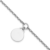 Sterling Silver Rhodium-plated Polished 7 inch with 1 inch extender Round Disc Bracelet