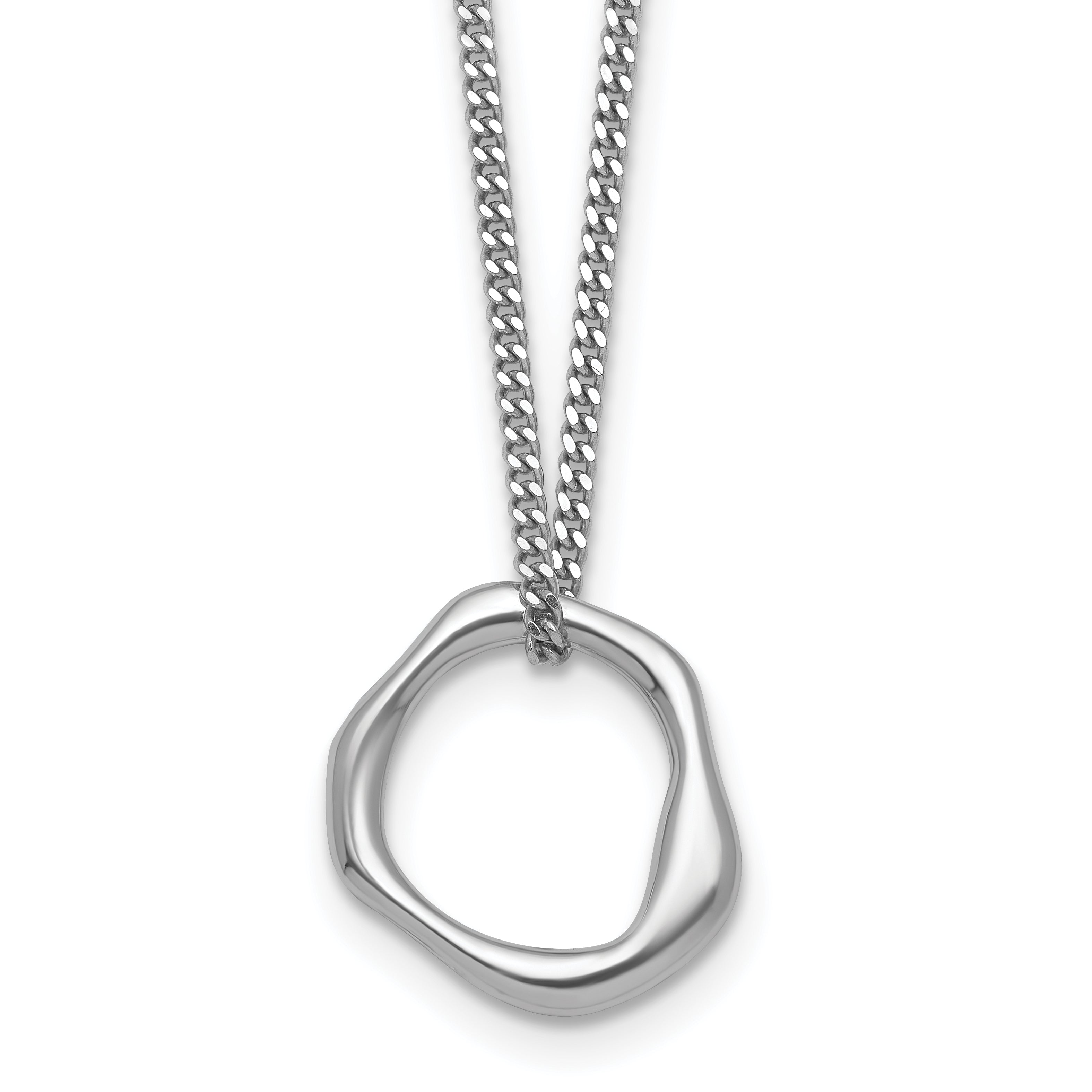 Sterling Silver Rhodium-plated Polished 16 inch with 2 inch extender Abstract Necklace