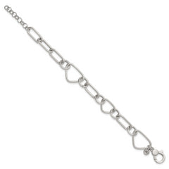 Sterling Silver Polished Triangle Round and Oval Link 8 inch with 1 inch extender Bracelet
