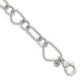 Sterling Silver Polished Triangle Round and Oval Link 8 inch with 1 inch extender Bracelet