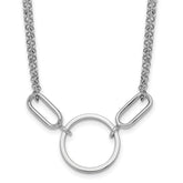 Sterling Silver Rhodium-plated Polished Circle 16 inch with 1 inch extension Necklace