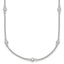 Sterling Silver Polished and Beaded CZ 16.75 inch with 0.5 inch Extension Necklace - Sophia Jewelers