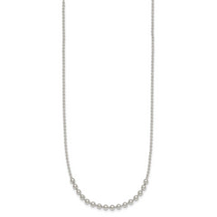 Sterling Silver Polished Center Beaded 18 Inch Necklace