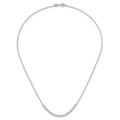 Sterling Silver Polished Center Beaded 18 Inch Necklace