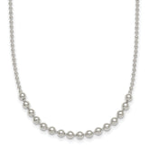 Sterling Silver Polished Center Beaded 18 Inch Necklace