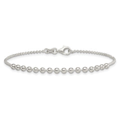 Sterling Silver Polished Center Beaded 7.5 Inch Bracelet