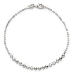 Sterling Silver Polished Center Beaded 7.5 Inch Bracelet