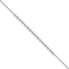 Sterling Silver Polished Center Beaded 7.5 Inch Bracelet