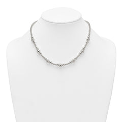Sterling Silver Polished and Multi-Size Beads 17 Inch Necklace