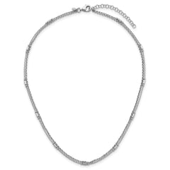 Sterling Silver Rhodium-plated Polished 2-strand 16 inch with 2 inch extender Necklace