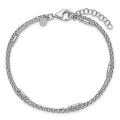 Sterling Silver Rhodium-plated Polished 2-strand 7 inch with 1 inch extender Bracelet