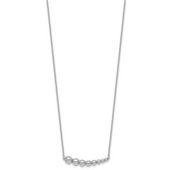 Sterling Silver Rhodium-plated Graduated Beaded 16 inch with 1.5 inch Extension Necklace