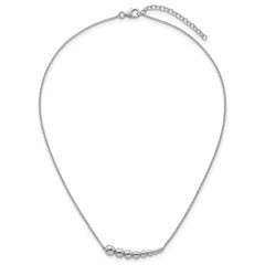 Sterling Silver Rhodium-plated Graduated Beaded 16 inch with 1.5 inch Extension Necklace