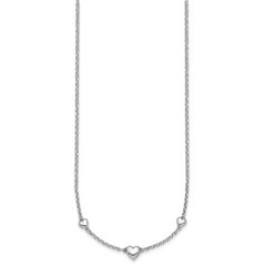 Sterling Silver Rhodium-plated Polished Three Puffed Hearts 16 inch with 2 inch Extender Necklace