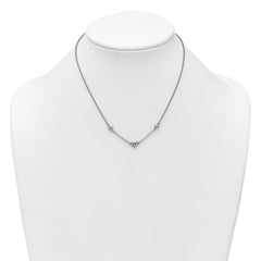 Sterling Silver Rhodium-plated Polished Three Puffed Hearts 16 inch with 2 inch Extender Necklace