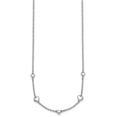 Sterling Silver Rhodium-plated Polished Five Puffed Hearts 16 inch with 2 inch Extender Necklace