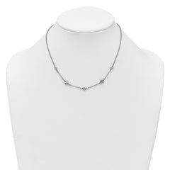 Sterling Silver Rhodium-plated Polished Five Puffed Hearts 16 inch with 2 inch Extender Necklace