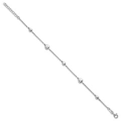 Sterling Silver Rhodium-plated Polished Five Puffed Hearts 7 inch with 1 inch Extender Bracelet