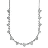 Sterling Silver Rhodium-plated Polished Pave CZ Hearts 16 Inch with 2 Inch Extension Necklace