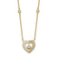 Sterling Silver Gold-tone Polished CZ and Champagne Enamel Open Heart 16 inch with 2 inch Extension Necklace - Sophia Jewelers