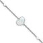 Sterling Silver Rhodium-plated Mother of Pearl Heart 6.5 inch with 1 inch extension Bracelet