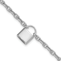 Sterling Silver Rhodium-plated 7 inch with 1 inch extender Lock Bracelet