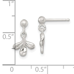 Sterling Silver Polished Three Leaf Dangle Post Earrings