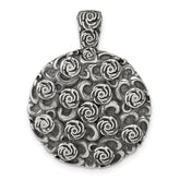 Sterling Silver Antiqued Floral 24mm Round Disc Pendant