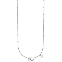 Sterling Silver Rhodium-plated Polished Heart and Stars 16 inch with 2 inch Extender Necklace