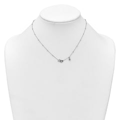Sterling Silver Rhodium-plated Polished Heart and Stars 16 inch with 2 inch Extender Necklace