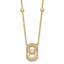 Sterling Silver Gold-tone CZ and Champagne Enamel Rectangle 16 inch with 1.5 inch Extension Necklace