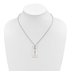 Sterling Silver Open Rectangle with Mother of Pearl Dangles 18.25 inch Necklace