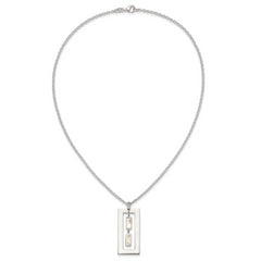 Sterling Silver Open Rectangle with Mother of Pearl Dangles 18.25 inch Necklace