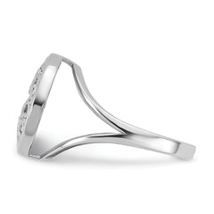 Sterling Silver Rhodium-plated Polished Filigree Mother of Pearl Filigree Circle Size 8 Ring