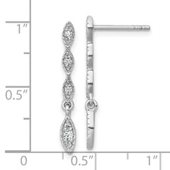 Sterling Silver Rhodium-plated Polished Fancy CZ Drop Dangle Post Earrings