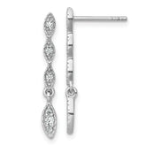 Sterling Silver Rhodium-plated Polished Fancy CZ Drop Dangle Post Earrings