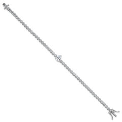 Sterling Silver Rhodium-plated Polished Round and Pear Teardrop CZ 7.25 Inch Bracelet
